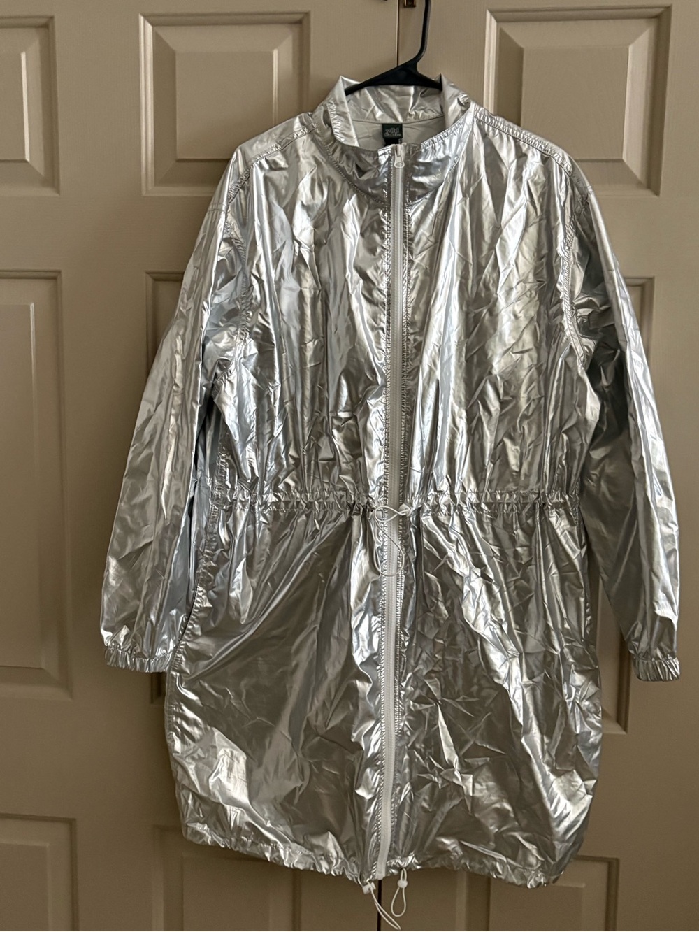 wild fable Silver Metallic Drawcord Trench Coat
